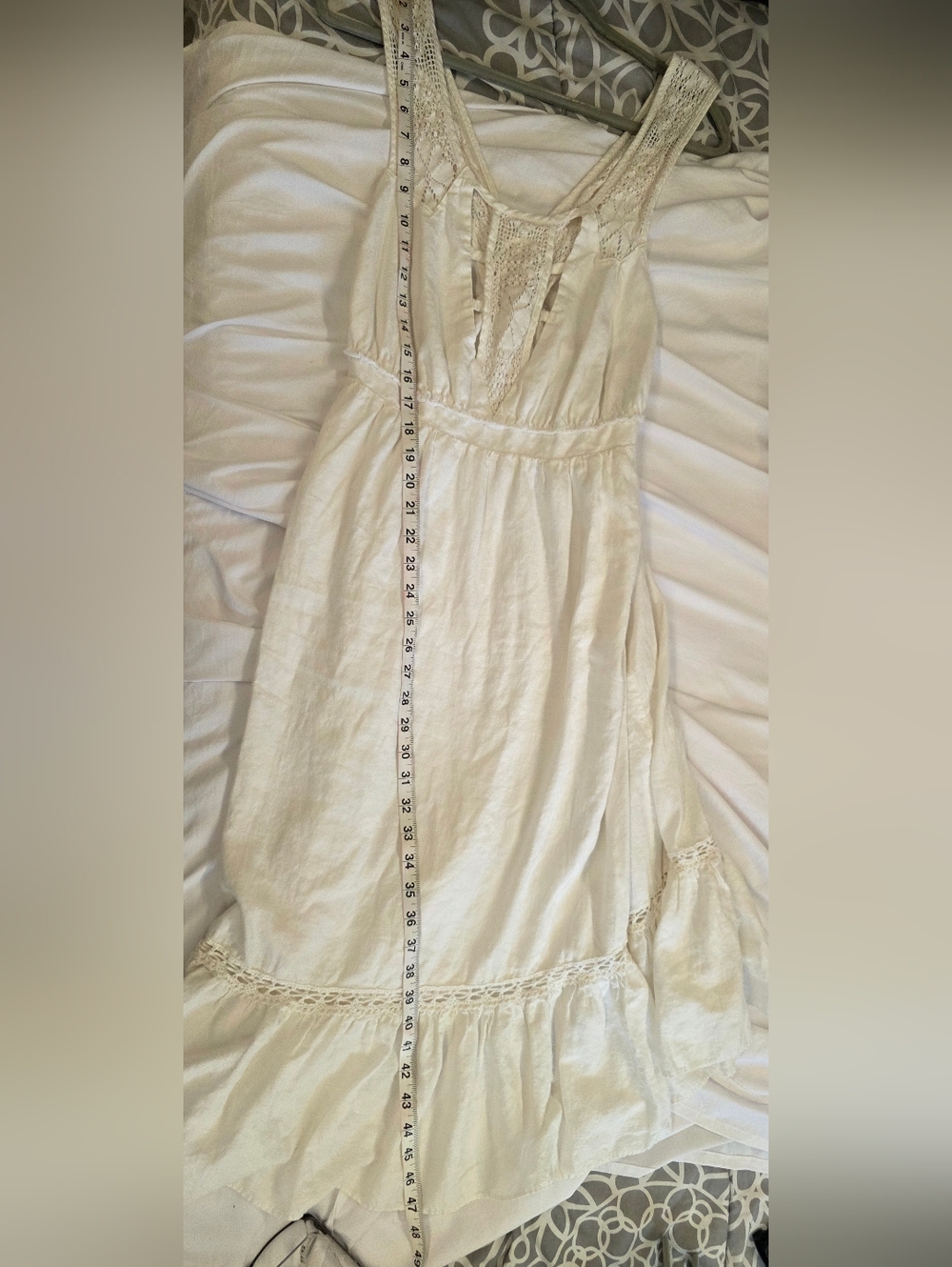 Urban Outfitters Antoinette Lace Trim Midi Dress Linen Blend Ivory M - Picture 7 of 9